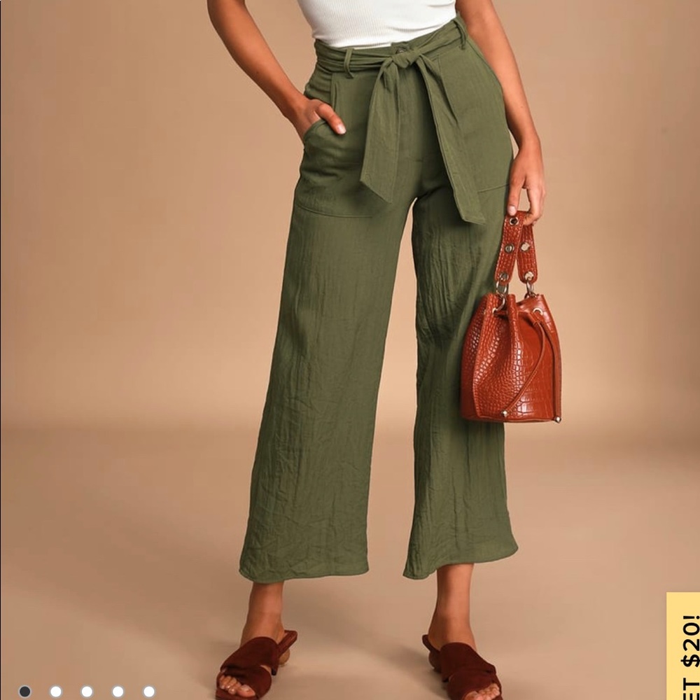 Wide Leg Olive Pants